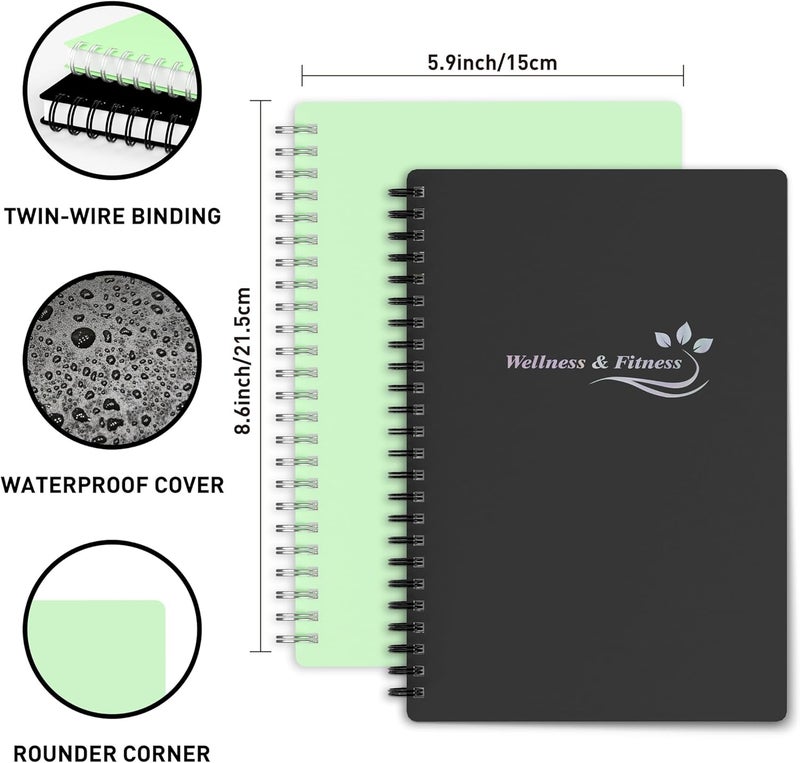 snootion Wellness Planner & Fitness Log - Daily Diet & Health Journal with Weight Loss, Wellness Journal Notebook for Tracking Fitness, Sleep, Nutrition, Meal, Habits, A5(5.8 x 8.6 inch) (Black Silvery) - Image 2